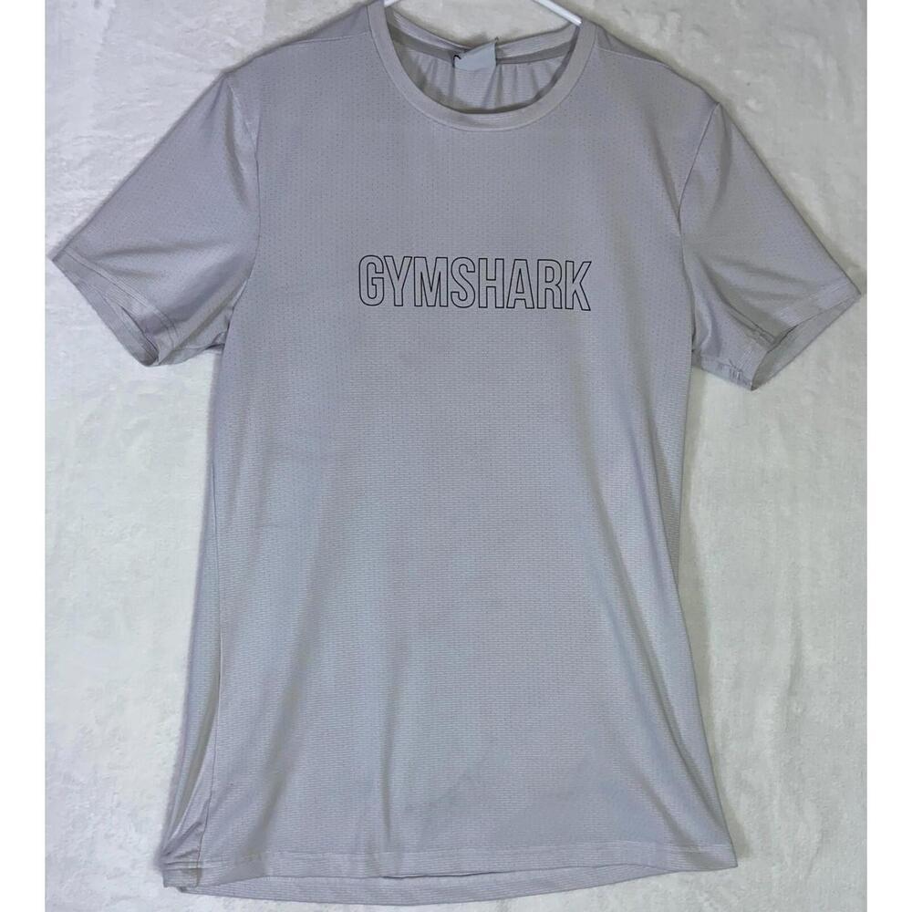 Gymshark Mens White Short Sleeve Round Neck Activewear Pullover T-Shirt S Stain